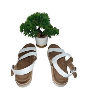 Time and Tru White Platform Sandals Women Size 8 Comfort Slingback